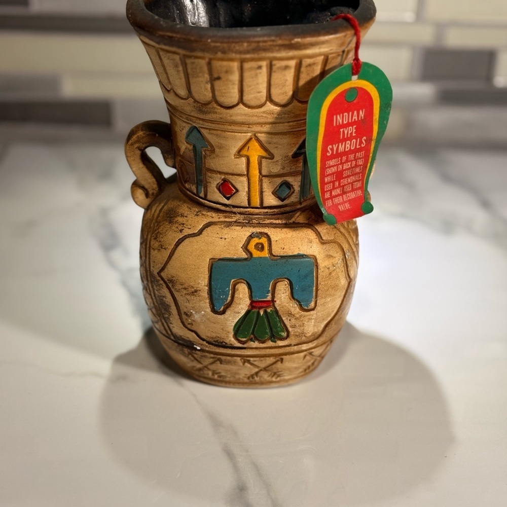 2/$25 Decorative Vintage Vase with Native American Symbols
